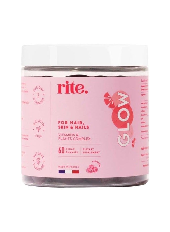 رايت جلو هير للبشرة والأظافر علكات فيتامين نباتية | 2000% بيوتين DV مع الزنك والسيلينيوم والنباتات الفعالة | نمو الشعر وأظافر أقوى وبشرة صحية | 60 علكة نباتية | التوت الطبيعي اللذيذ - Image 1